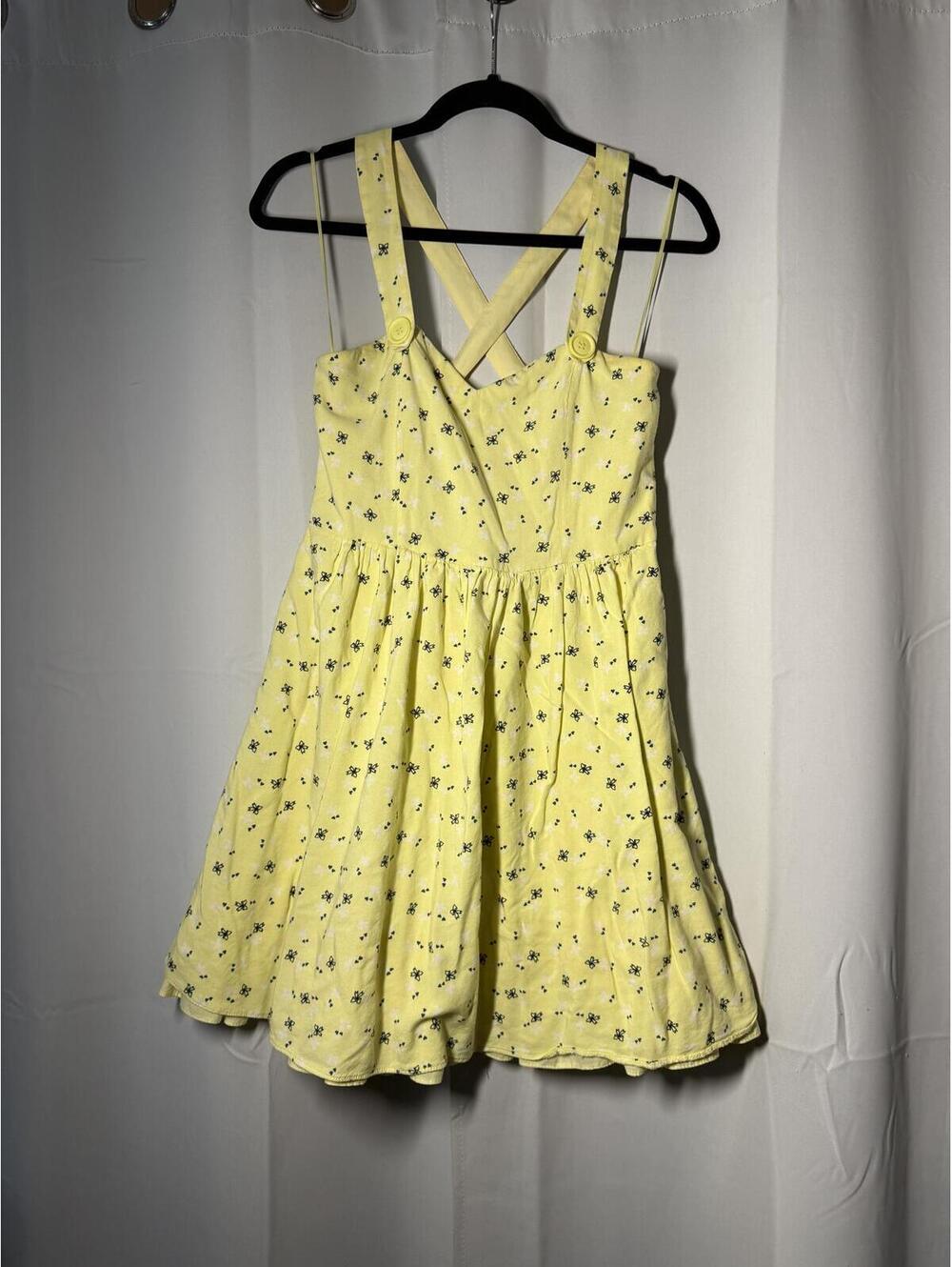 By Henry Holland Yellow Bow Print Dress Size 10 - Cute Coquette Balletcore